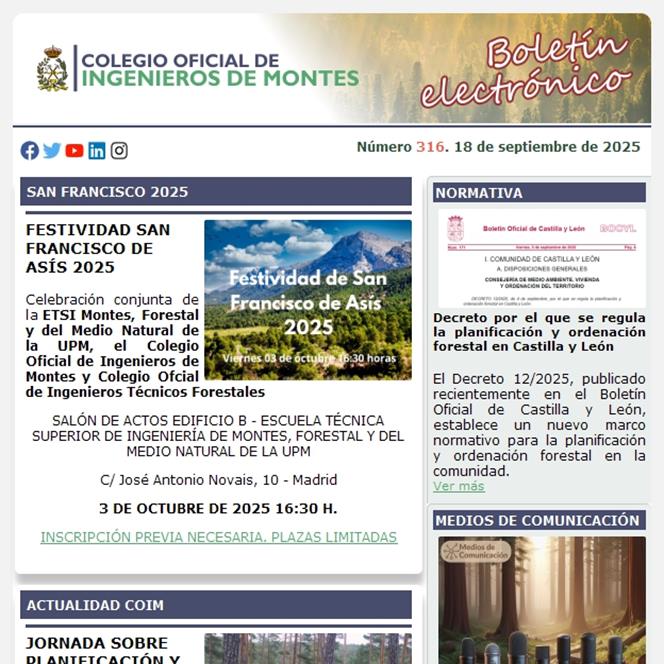 Publicado el Boletín Informativo número 316